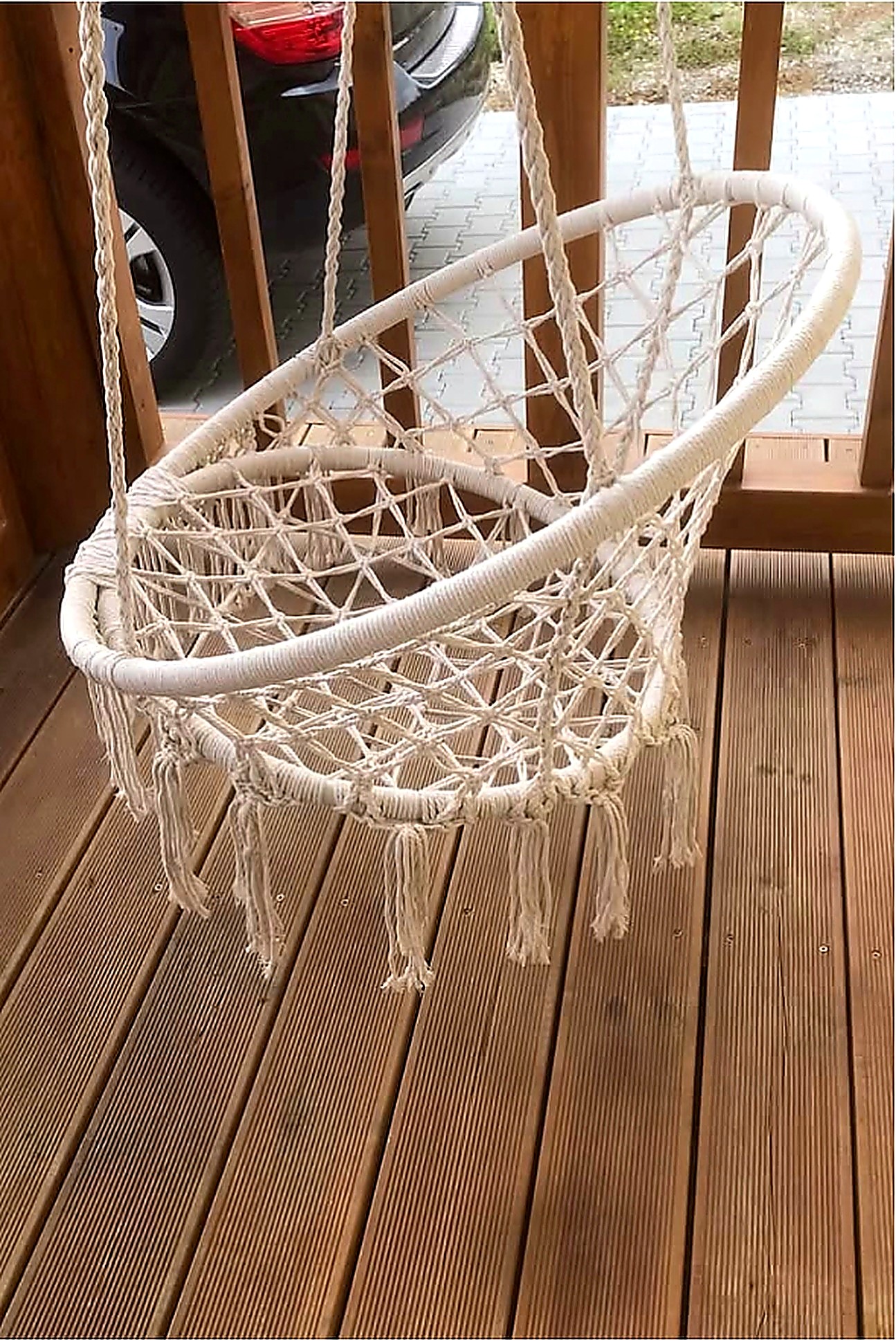 macrame swing porch